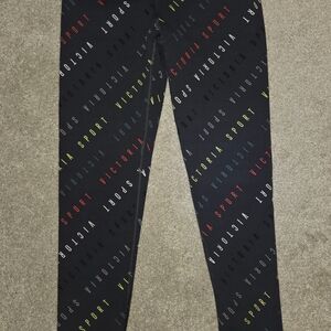 Victoria's Secret Black Leggings with Multicolor Print